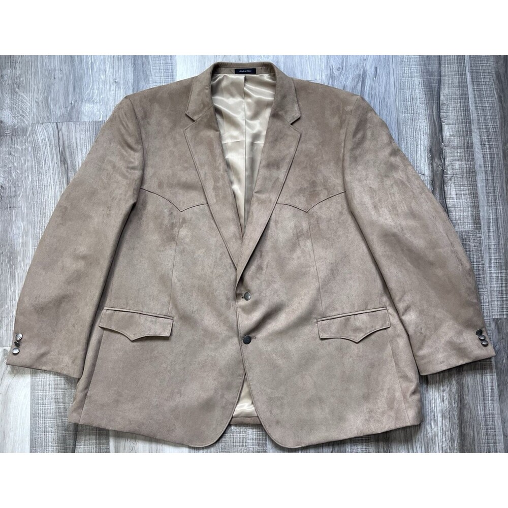 Harmony Western Wear Men’s Sports Coat Blazer Jacket Tan Faux Suede Size 54R